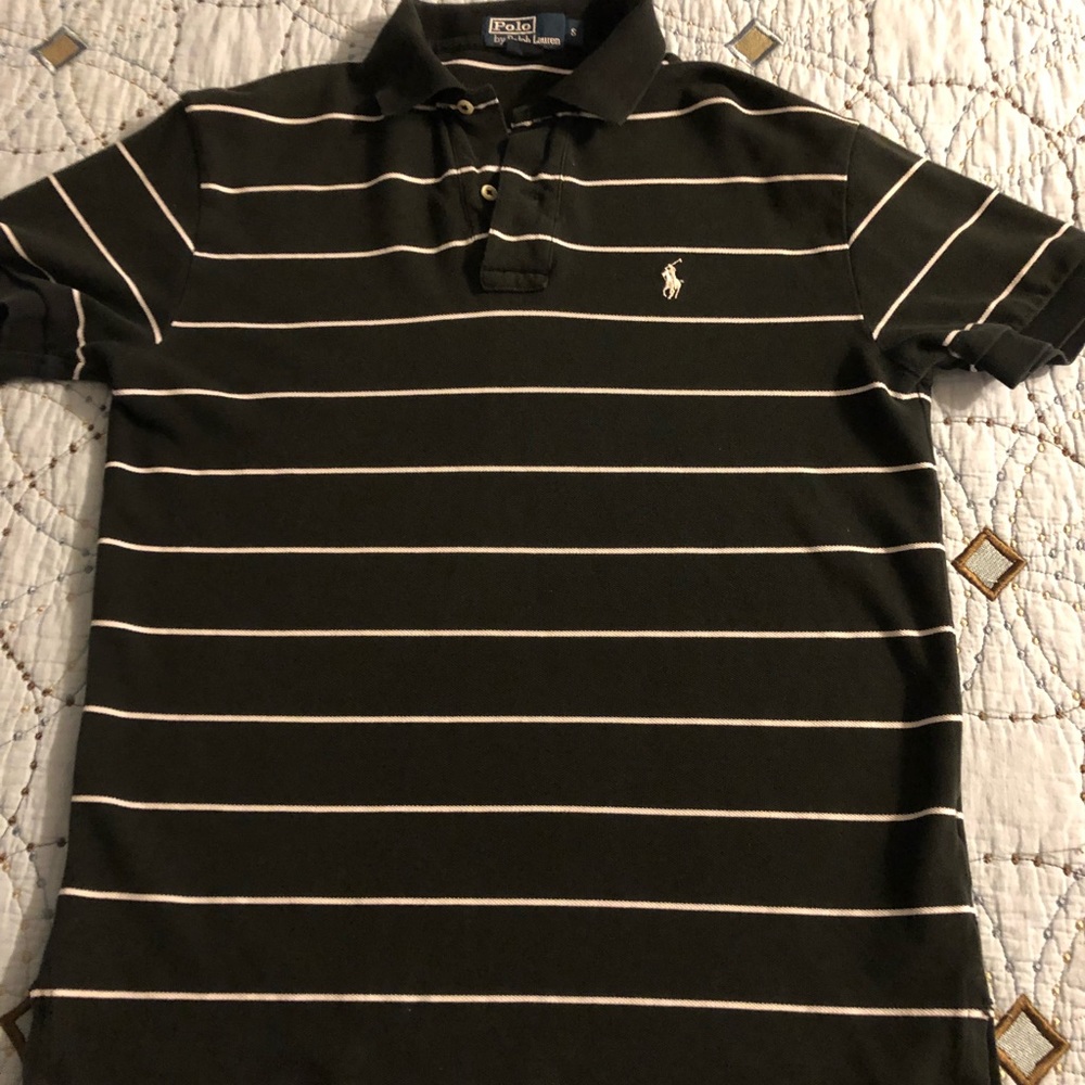 Polo shirt. Ralph Lauren black/white stripes.